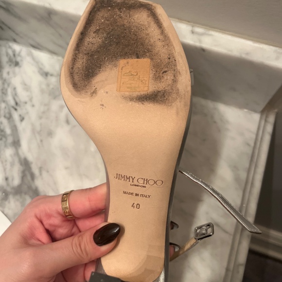 JIMMY CHOO SILVER HEEL SANDAL - Picture 3 of 5